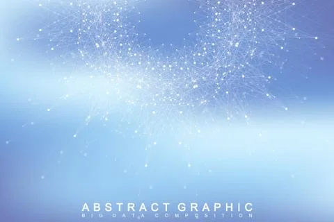 Fractal element with connected lines and dots. Big data complex. Virtual Stock Illustration