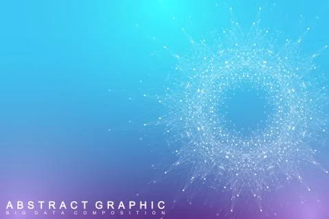 Fractal element with connected lines and dots. Big data complex. Virtual Stock Illustration