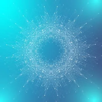 Fractal element with connected lines and dots. Big data complex. Virtual Illustrazione stock