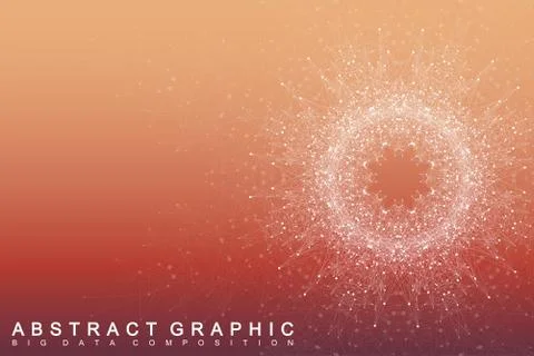 Fractal element with connected lines and dots. Big data complex. Virtual Illustrazione stock