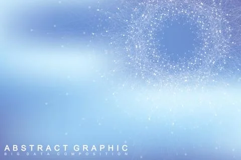 Fractal element with connected lines and dots. Big data complex. Virtual Stock Illustration