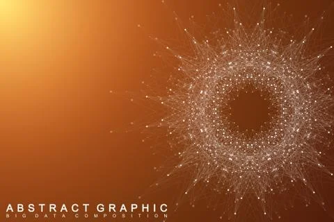 Fractal element with connected lines and dots. Big data complex. Virtual Illustrazione stock