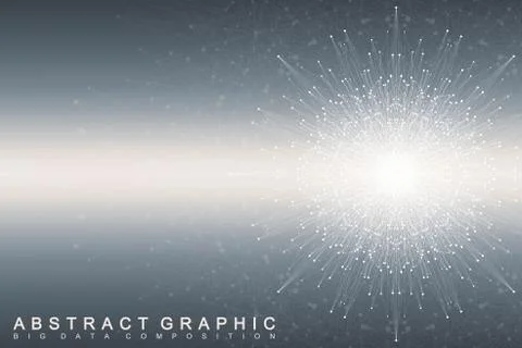 Fractal element with connected lines and dots. Big data complex. Virtual Stock Illustration