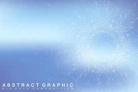 Fractal element with connected lines and dots. Big data complex. Virtual 스톡 일러스트