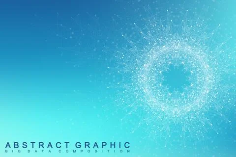 Fractal element with connected lines and dots. Big data complex. Virtual Stock Illustration