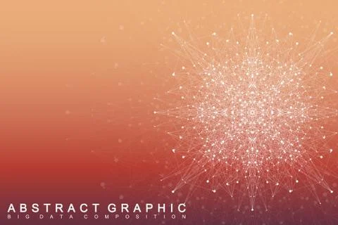 Fractal element with connected lines and dots. Big data complex. Virtual Illustrazione stock