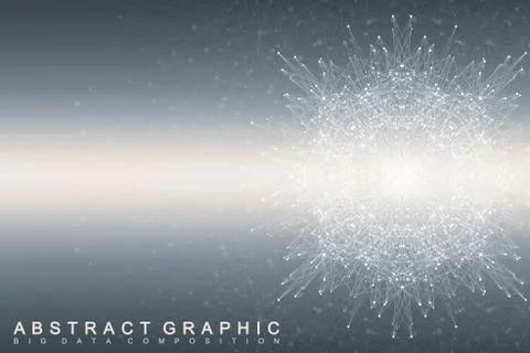 Fractal element with connected lines and dots. Big data complex. Virtual Stock Illustration