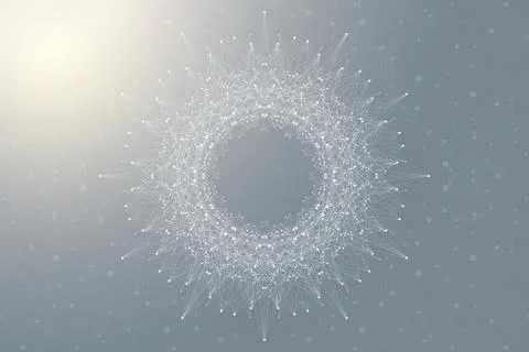 Fractal element with connected lines and dots. Big data complex. Virtual Stock Illustration