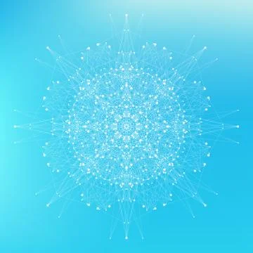 Fractal element with connected lines and dots. Big data complex. Virtual Stock Illustration