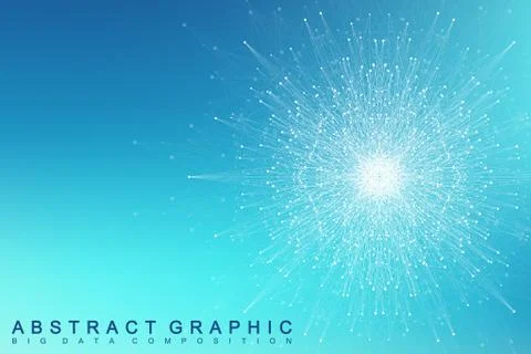 Fractal element with connected lines and dots. Big data complex. Virtual Illustrazione stock