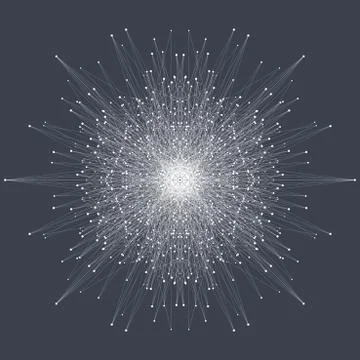 Fractal element with connected lines and dots. Big data complex. Virtual Stock Illustration