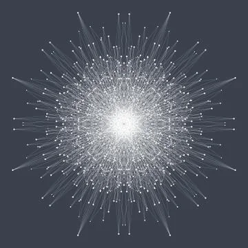 Fractal element with connected lines and dots. Big data complex. Virtual Stock Illustration