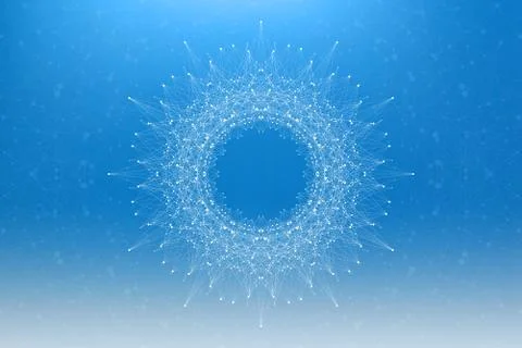 Fractal element with connected lines and dots. Big data complex. Virtual Stock Illustration