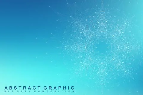 Fractal element with connected lines and dots. Big data complex. Virtual Stock Illustration