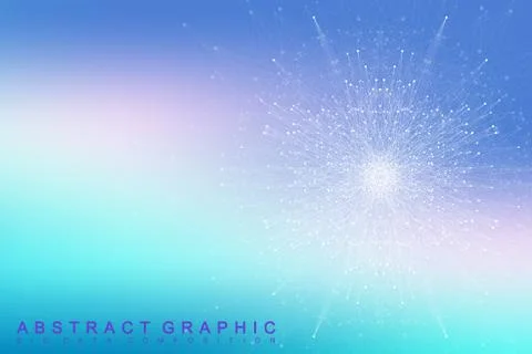 Fractal element with connected lines and dots. Big data complex. Virtual Stock Illustration