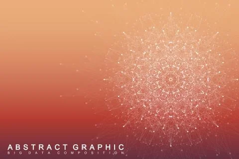 Fractal element with connected lines and dots. Big data complex. Virtual Stock Illustration