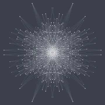 Fractal element with connected lines and dots. Big data complex. Virtual Stock Illustration