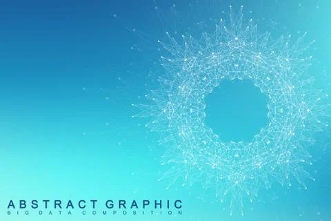Fractal element with connected lines and dots. Big data complex. Virtual Illustrazione stock