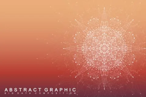 Fractal element with connected lines and dots. Big data complex. Virtual Illustrazione stock