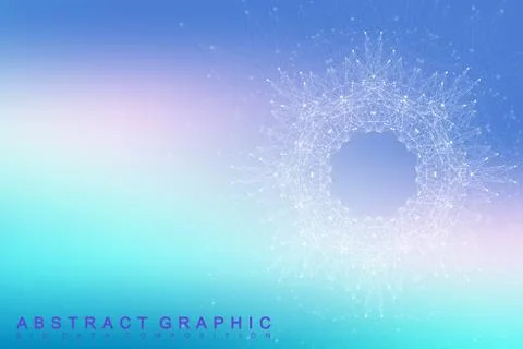Fractal element with connected lines and dots. Big data complex. Virtual Stock Illustration