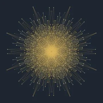 Fractal element with connected lines and dots. Big data complex. Virtual Stock Illustration