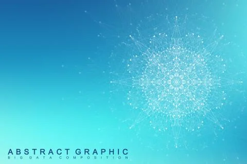 Fractal element with connected lines and dots. Big data complex. Virtual Stock Illustration