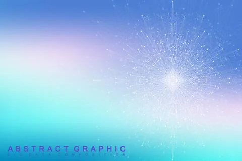 Fractal element with connected lines and dots. Big data complex. Virtual Illustrazione stock