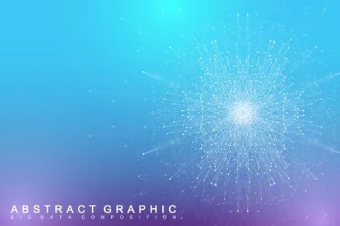 Fractal element with connected lines and dots. Big data complex. Virtual Illustrazione stock