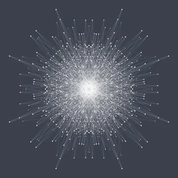 Fractal element with connected lines and dots. Big data complex. Virtual Illustrazione stock