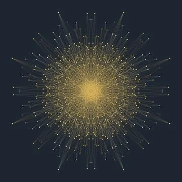 Fractal element with connected lines and dots. Big data complex. Virtual Illustrazione stock
