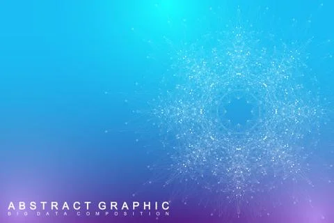 Fractal element with connected lines and dots. Big data complex. Virtual Stock Illustration