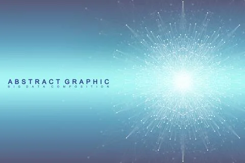 Fractal element with connected lines and dots. Big data complex. Virtual Illustrazione stock