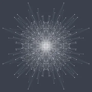 Fractal element with connected lines and dots. Big data complex. Particle Stock Illustration