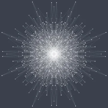 Fractal element with connected lines and dots. Big data complex. Particle Stock Illustration