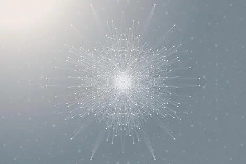 Fractal element with connected lines and dots. Big data complex. Particle Illustrazione stock