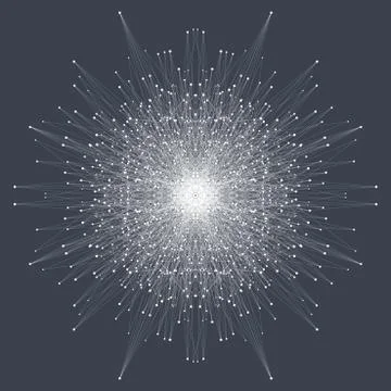 Fractal element with connected lines and dots. Big data complex. Particle イラスト素材