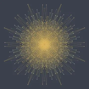 Fractal element with connected lines and dots. Big data complex. Particle Illustrazione stock