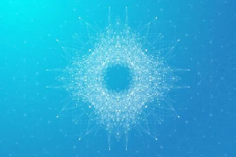 Fractal element with connected lines and dots. Big data complex. Virtual Stock-Illustration