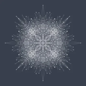 Fractal element with connected lines and dots. Big data complex. Virtual Stock-Illustration