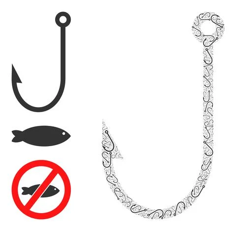 Fractal Fish Hook Icon Itself Mosaic Stock Illustration