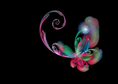 Fractal flying butterfly Stock Illustration