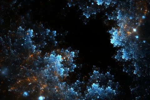 Fractal frozen pattern over dark background Stock Illustration