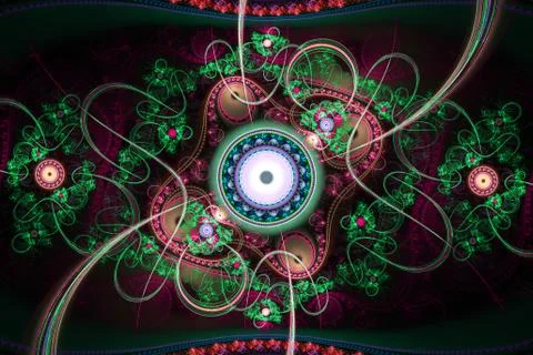Fractal geometric natural shapes patterns caleidoscope magic background Stock Illustration