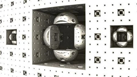 Fractal geometric pattern with hemispheres arranged in a cubic recess 스톡 일러스트