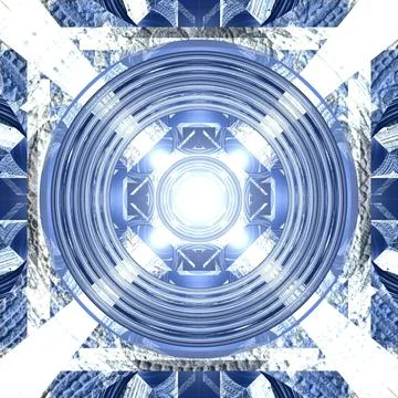 Fractal geometric shape pattern with blue and white colors Illustrazione stock