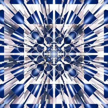 Fractal geometric shape pattern with blue and white colors Stock Illustration
