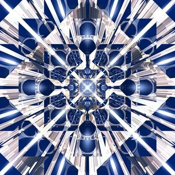 Fractal geometric shape pattern with blue and white colors Stock Illustration