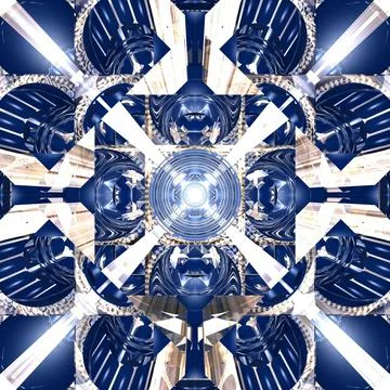 Fractal geometric shape pattern with blue and white colors Stock Illustration
