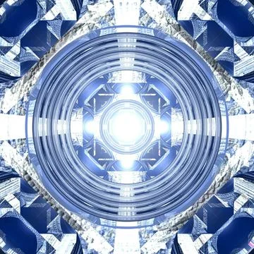 Fractal geometric shape patterns with blue and white colors Stock Illustration