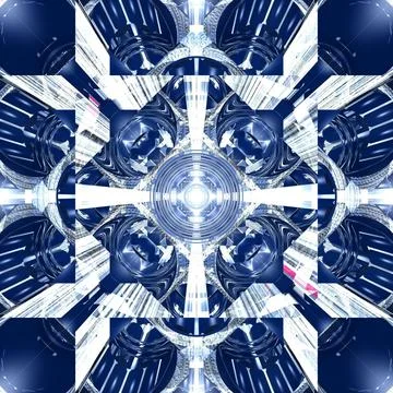 Fractal geometric shape patterns with blue and white colors 스톡 일러스트
